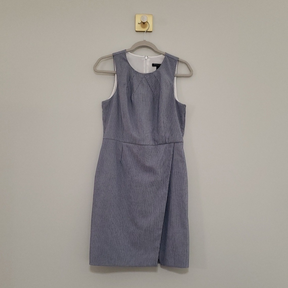 Banana Republic Blue Striped Midi Dress 6 Sleeveless Office Career Work Preppy